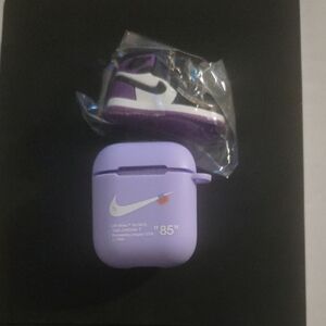 Airpod Case Off White With Purple And White Sneaker